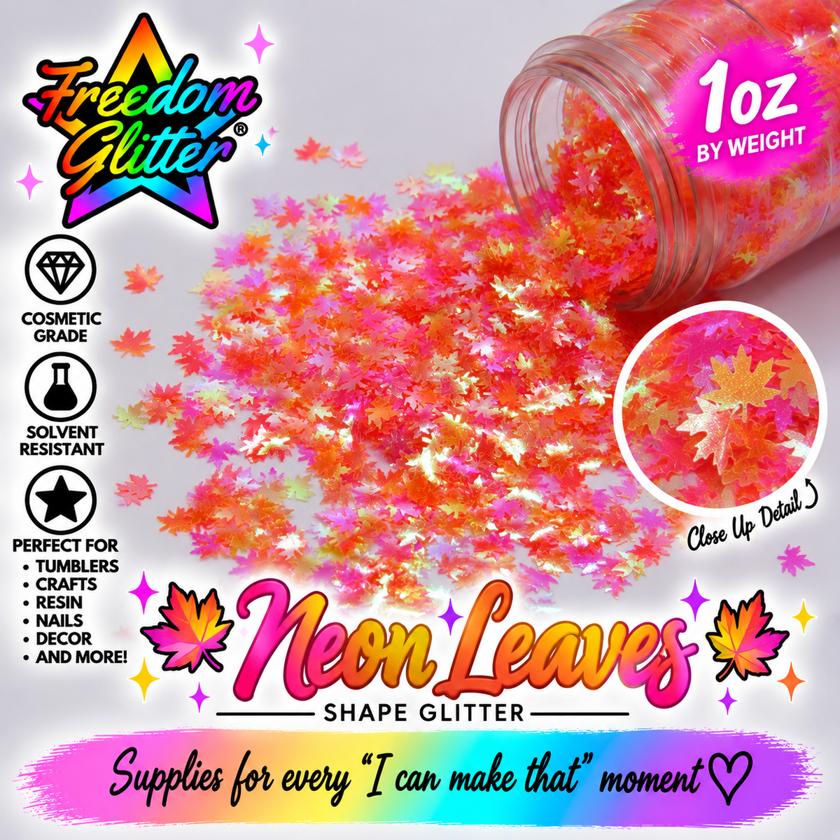 Neon Leaves (Shape Glitter)