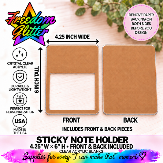 Acrylic Sticky Note Holder - no pen slot (Acrylic Products)