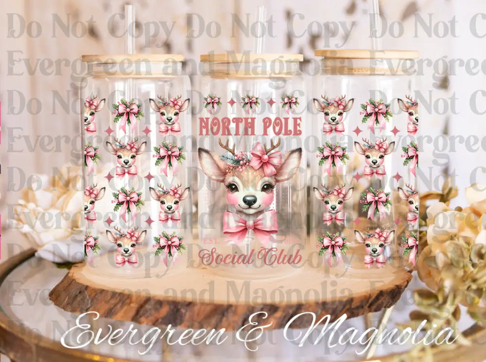 North Pole Social Club glass can