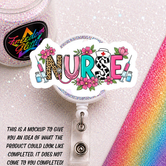 Nurse - Nurse 3 2" Badge Reel Acrylic Blank