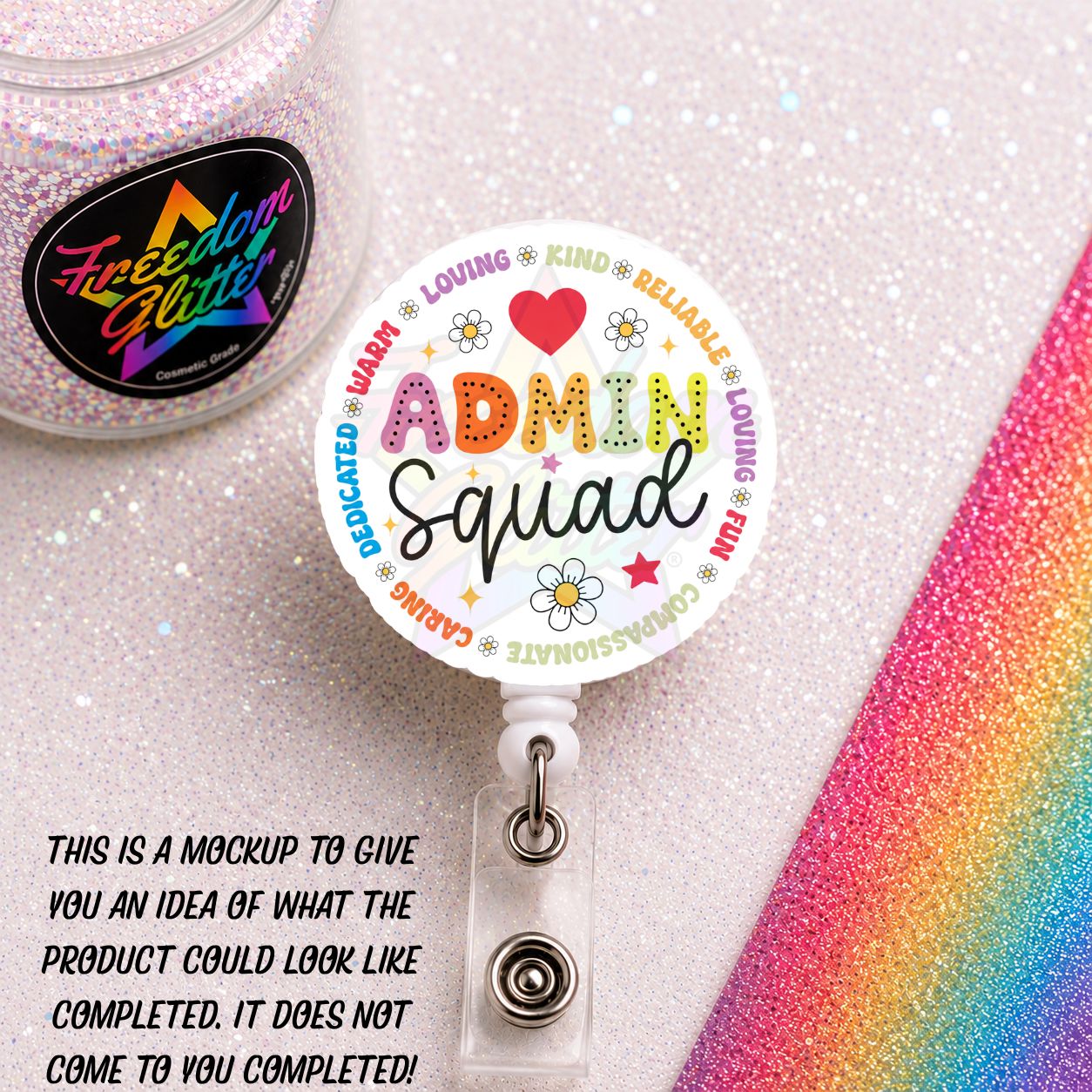 Office Staff - Admin Squad 2" Badge Reel Acrylic Blank
