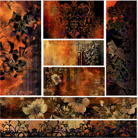 Orange & Gold Floral (Printed Vinyl)