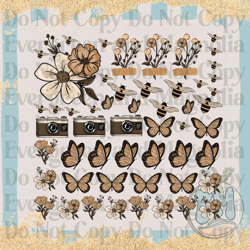 Orange Bees & Butterflies