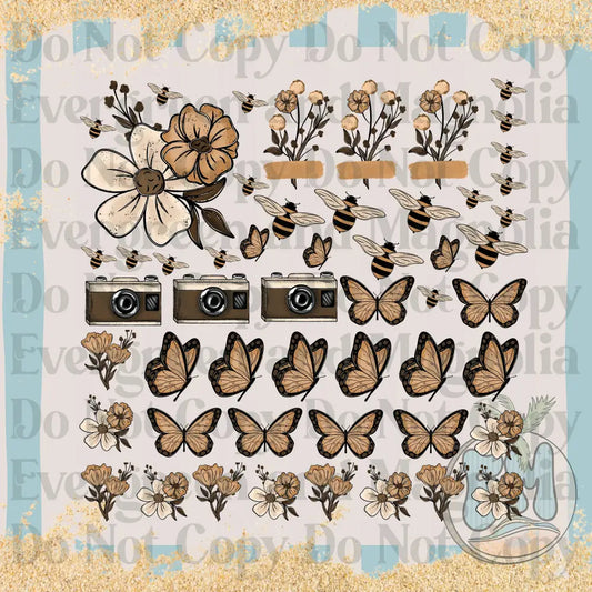 Orange Bees & Butterflies