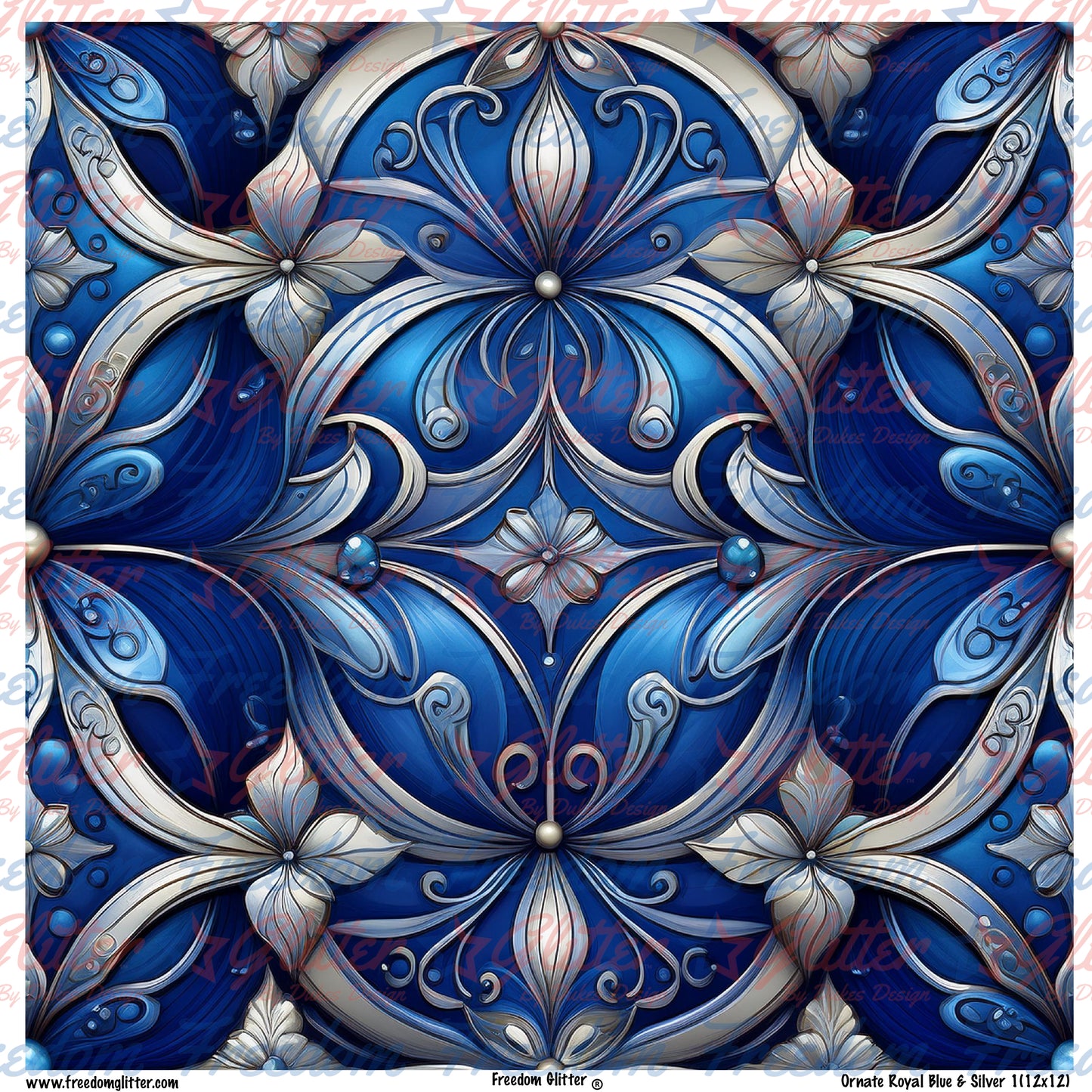 Ornate Royal Blue & Silver 1 (Printed Vinyl)