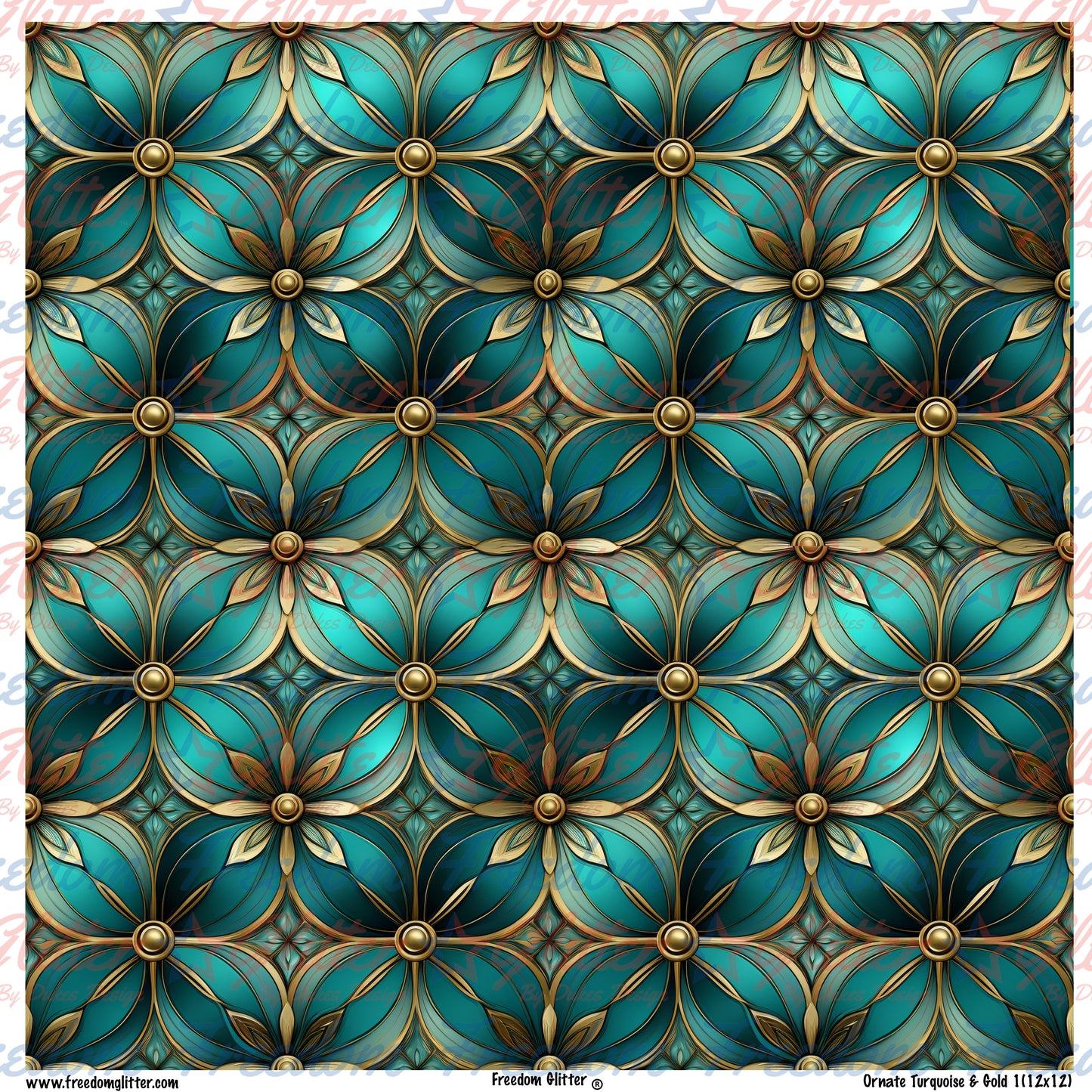 Ornate Turquoise & Gold 1 (Printed Vinyl)