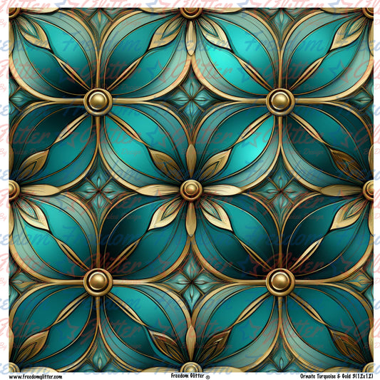 Ornate Turquoise & Gold 1 (Printed Vinyl)