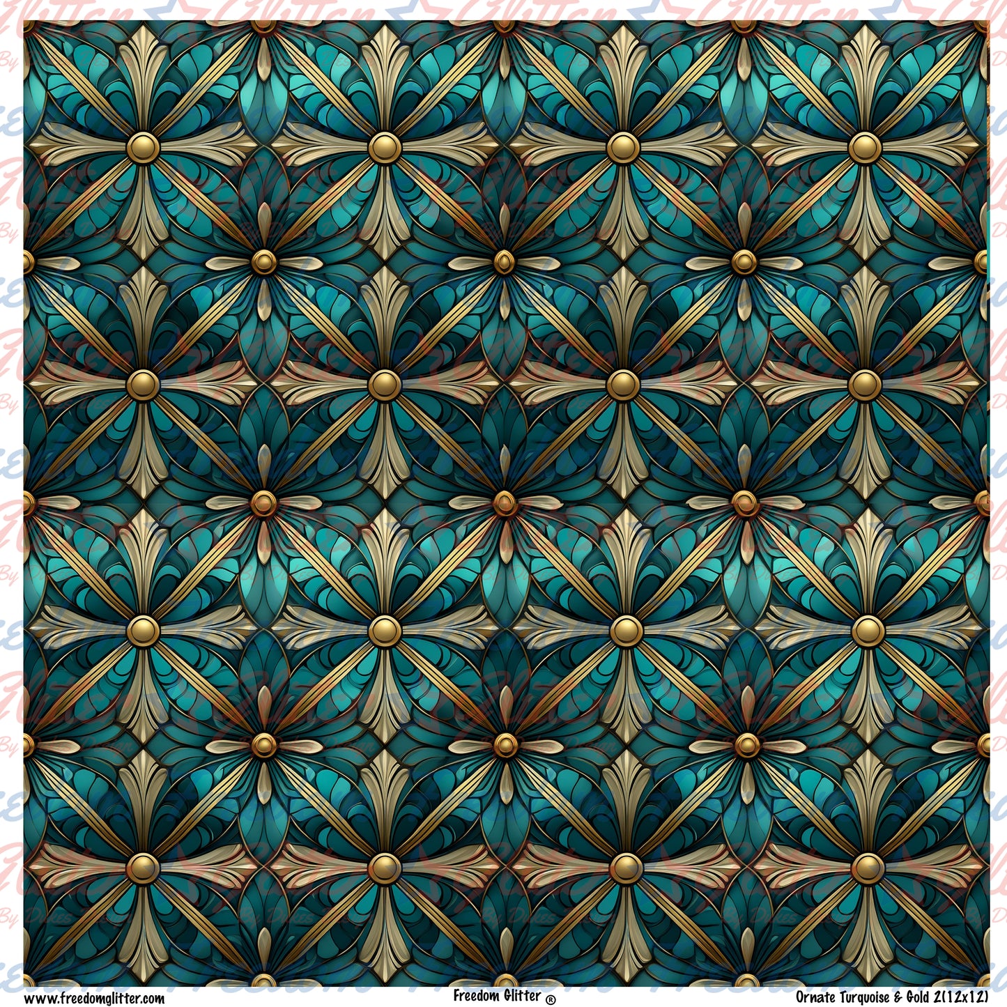 Ornate Turquoise & Gold 2 (Printed Vinyl)