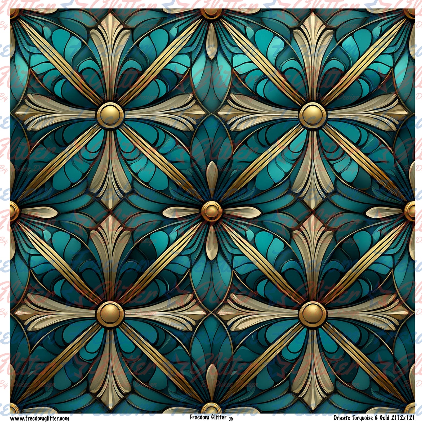 Ornate Turquoise & Gold 2 (Printed Vinyl)