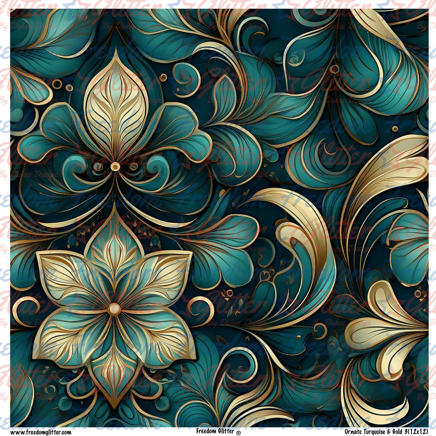 Ornate Turquoise & Gold 3 (Printed Vinyl)