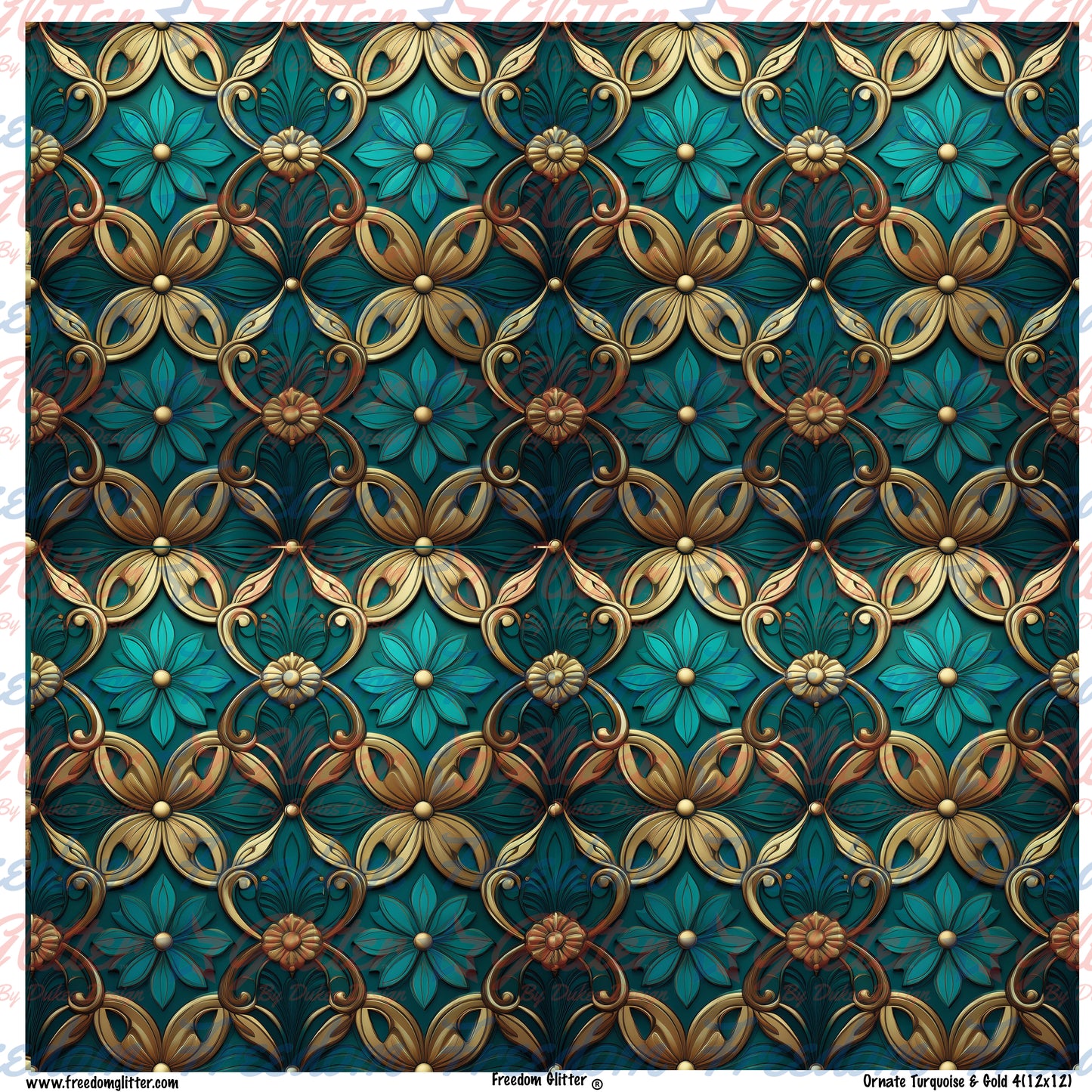 Ornate Turquoise & Gold 4 (Printed Vinyl)