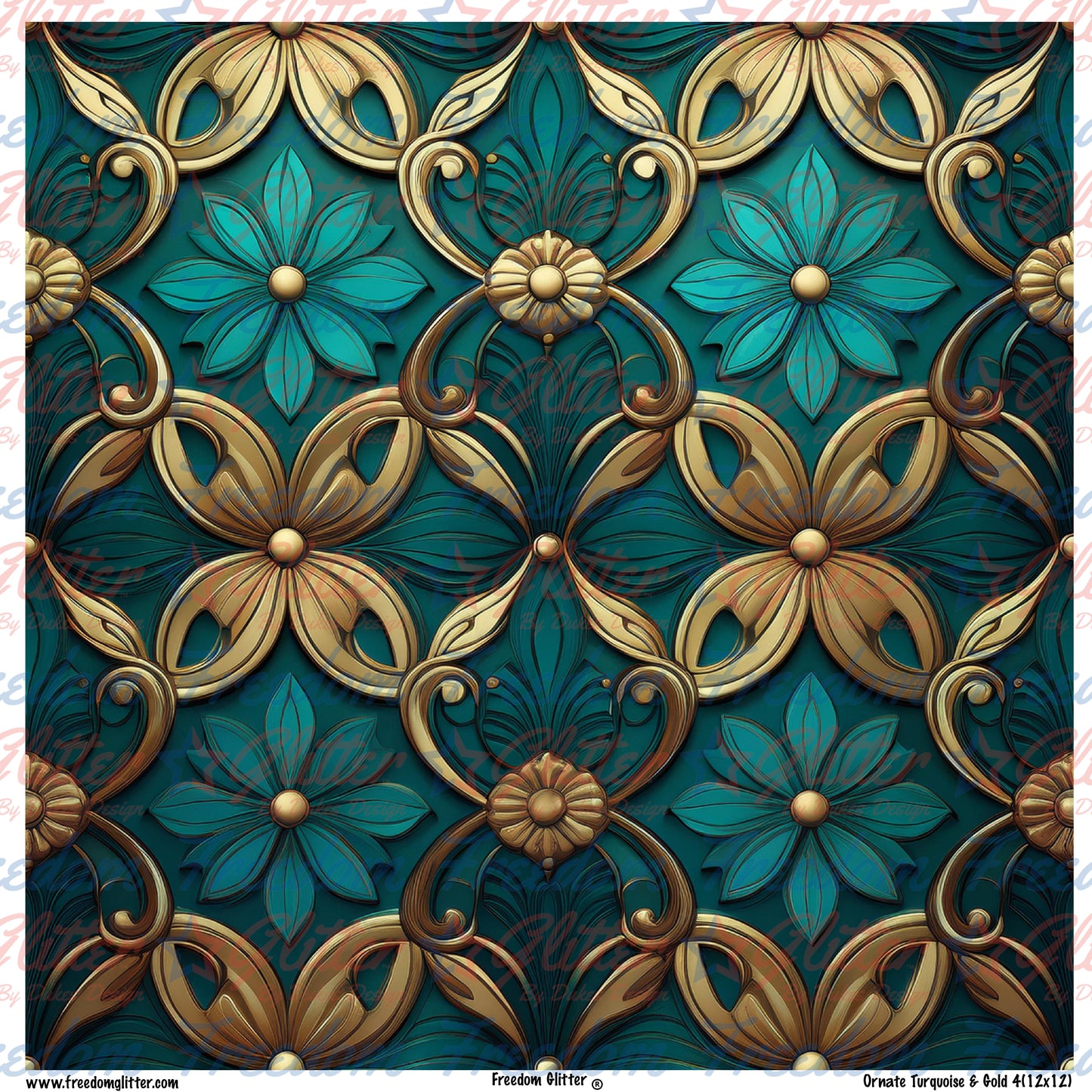 Ornate Turquoise & Gold 4 (Printed Vinyl)