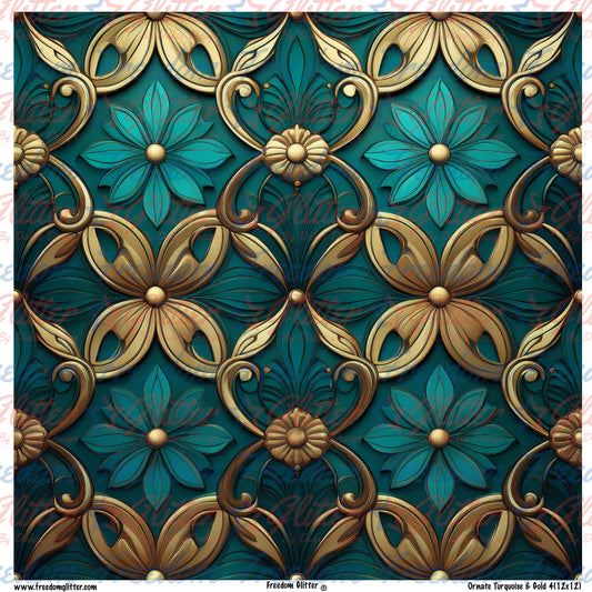 Ornate Turquoise & Gold 4 (Printed Vinyl)