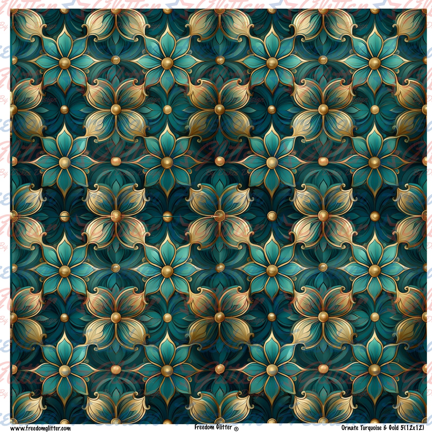 Ornate Turquoise & Gold 5 (Printed Vinyl)