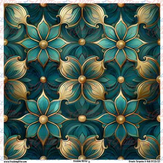 Ornate Turquoise & Gold 5 (Printed Vinyl)