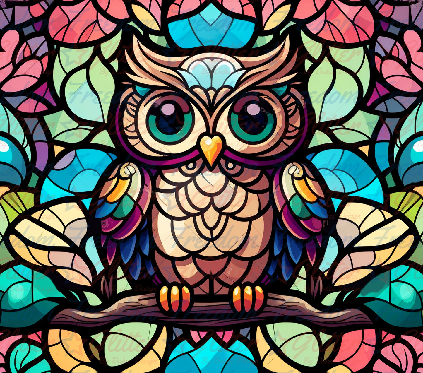 Stained Glass Owl 3 (Printed Vinyl)