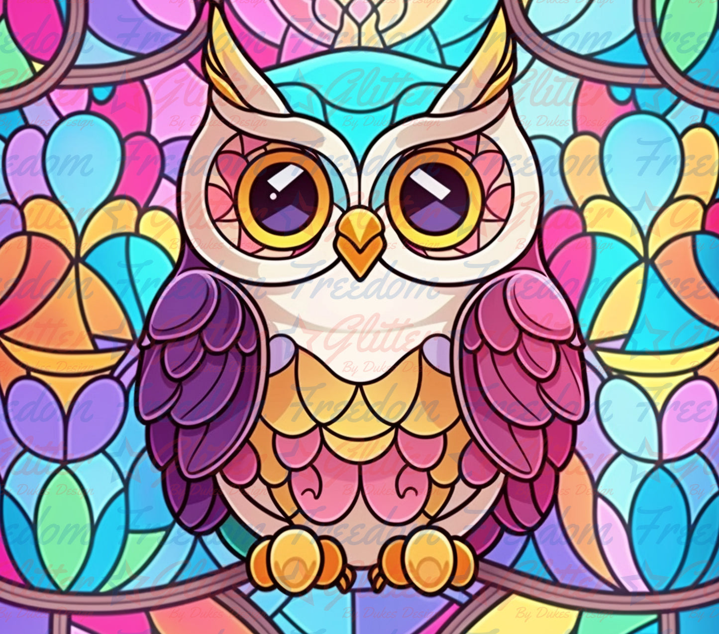Stained Glass Owl 5 (Printed Vinyl)