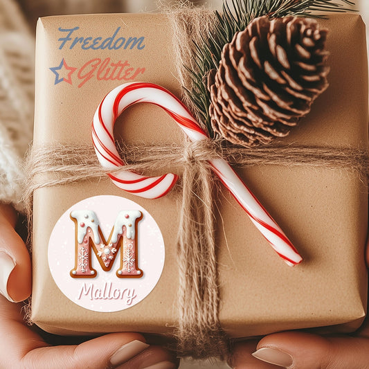 Customized Christmas Gift Tags - Pink Gingerbread