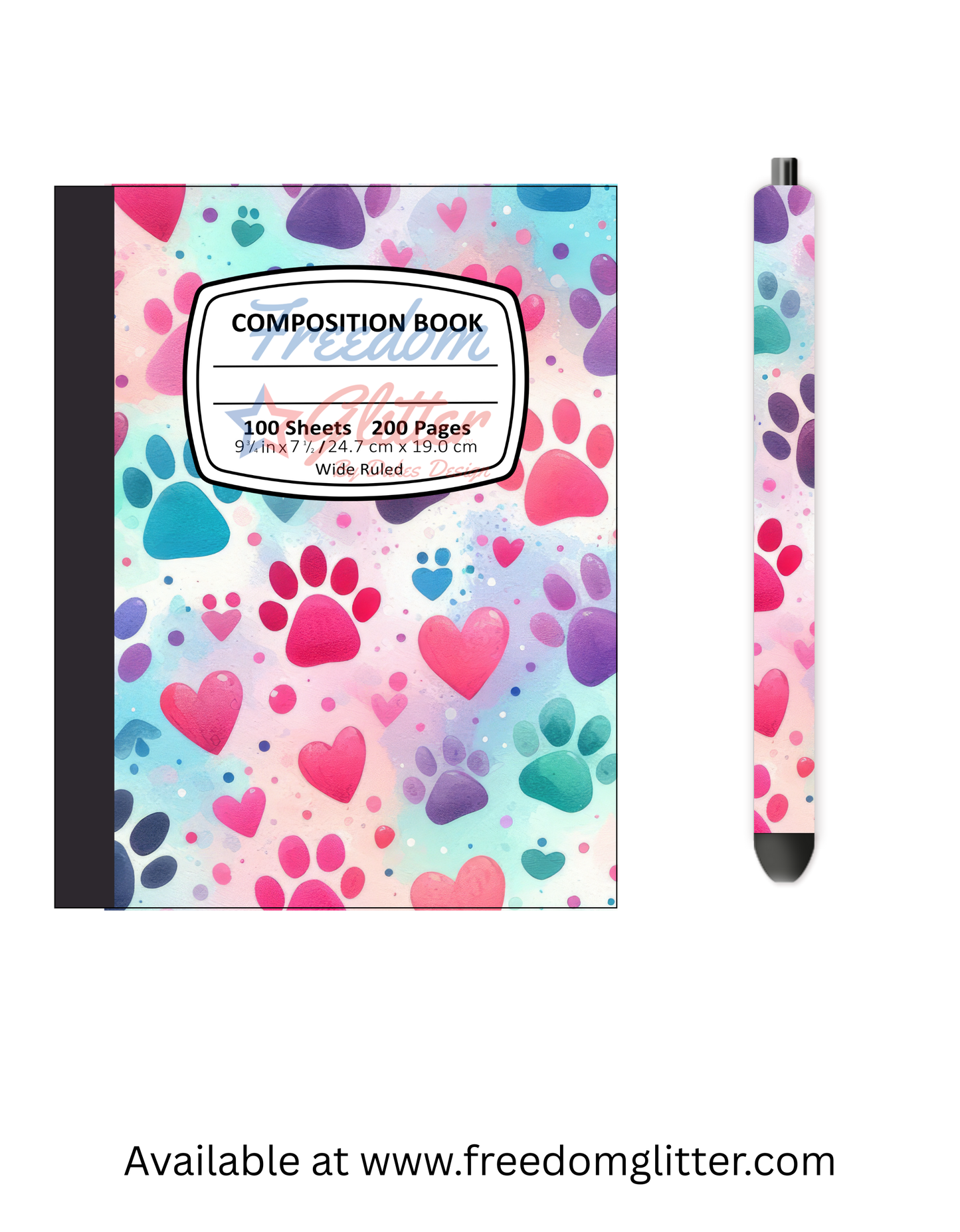 Purple, Pink & Teal Paw Prints Notebook Cover