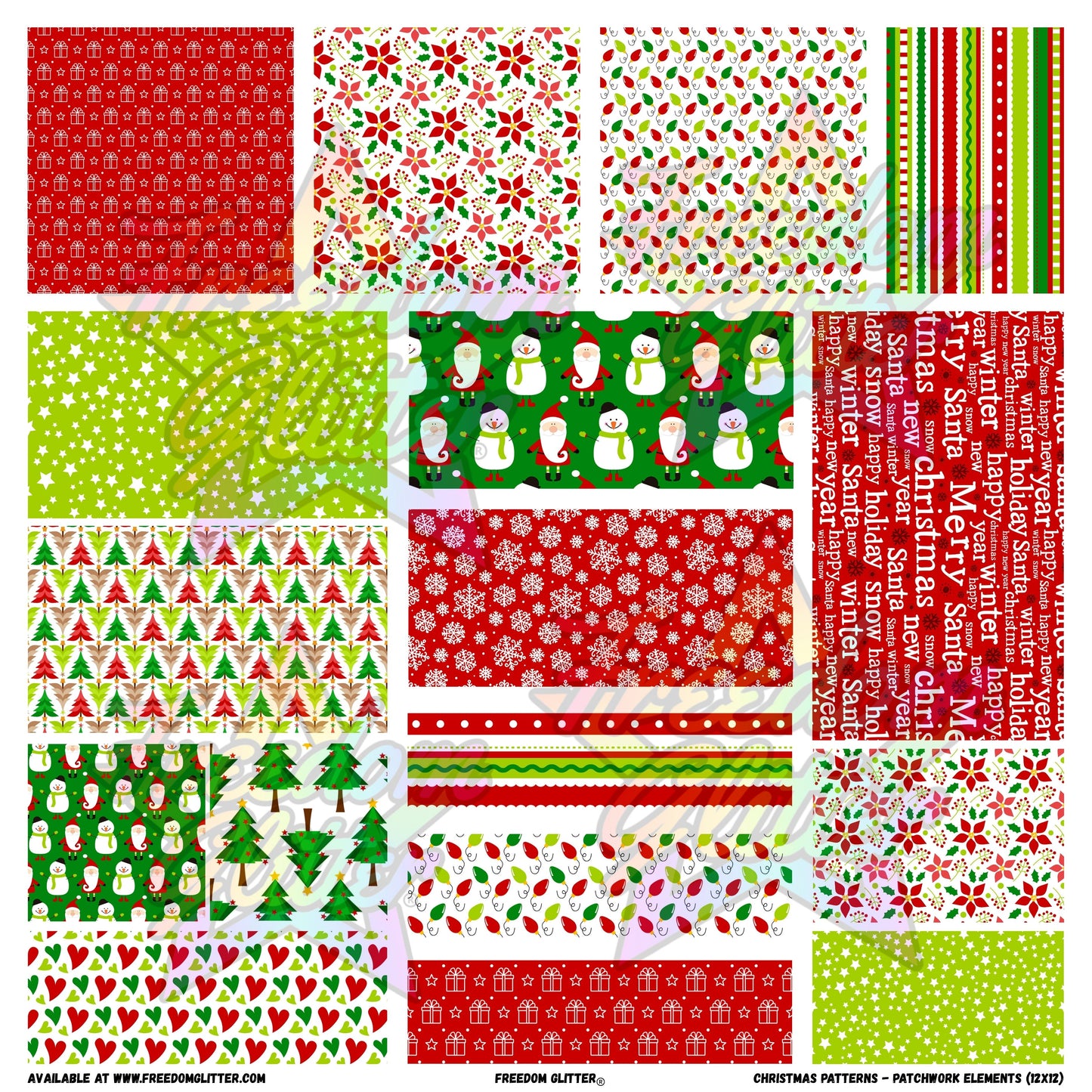 Patchwork Elements - Christmas Patterns (Printed Vinyl)
