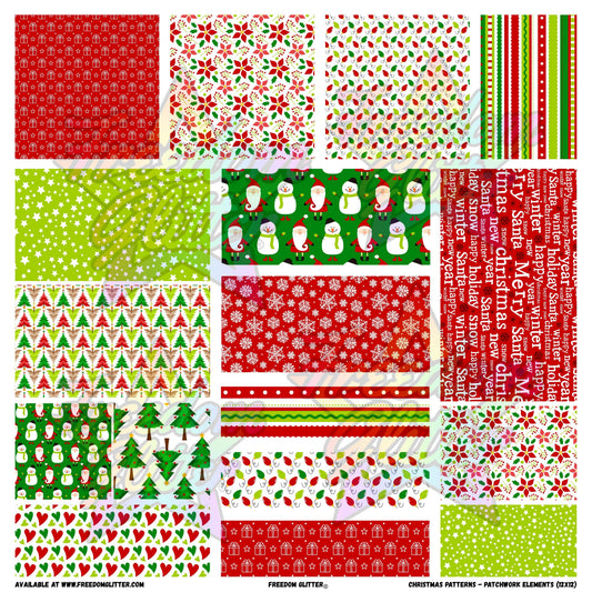 Patchwork Elements - Christmas Patterns (Printed Vinyl)
