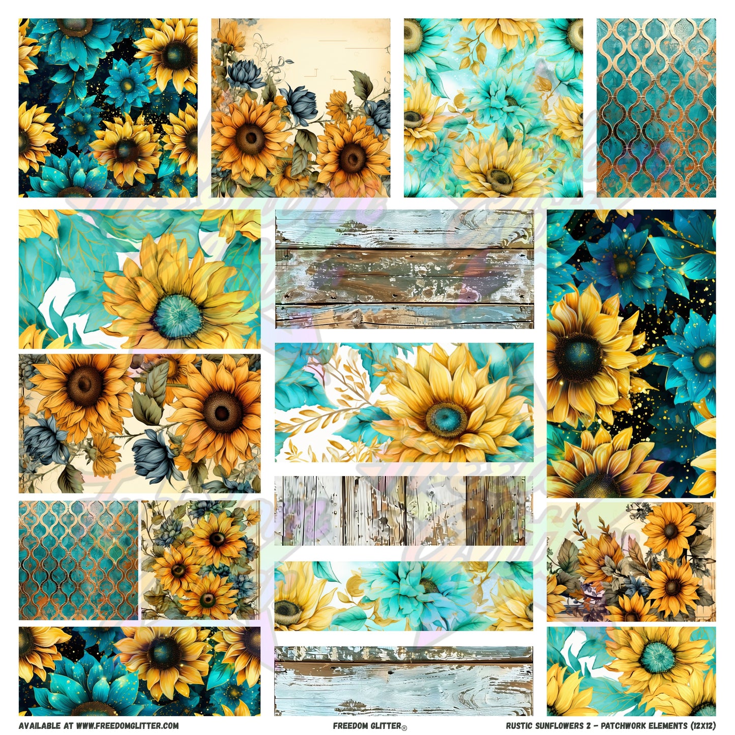 Patchwork Elements - Rustic Sunflowers 3 (Printed Vinyl)