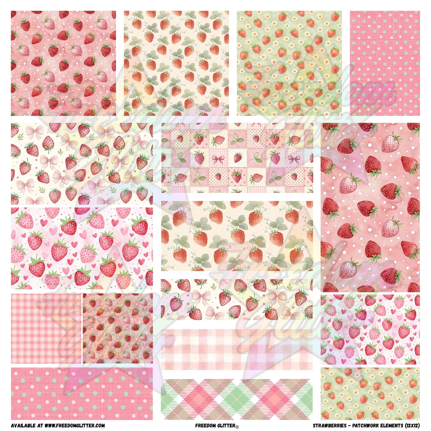 Patchwork Elements - Strawberries (Printed Vinyl)