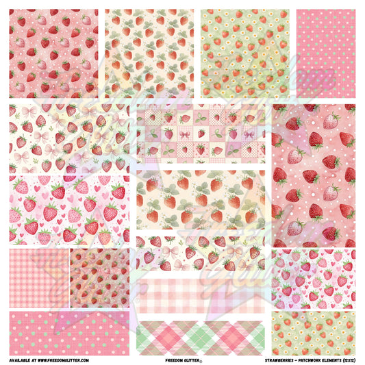 Patchwork Elements - Strawberries (Printed Vinyl)