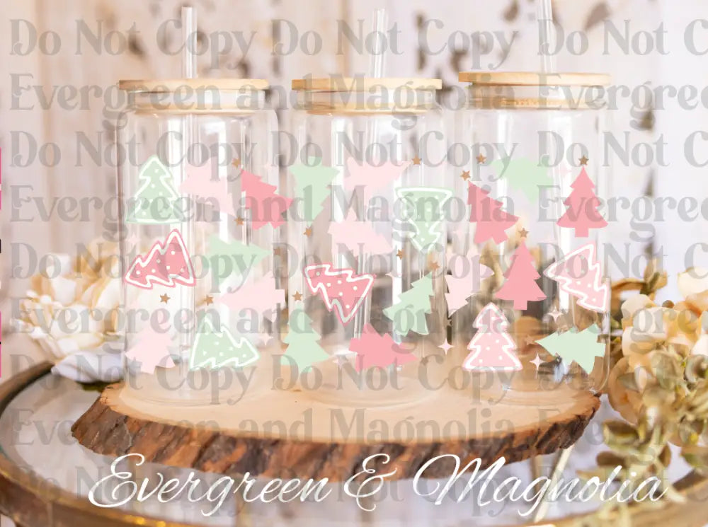 Pastel Christmas tree cookies PNG