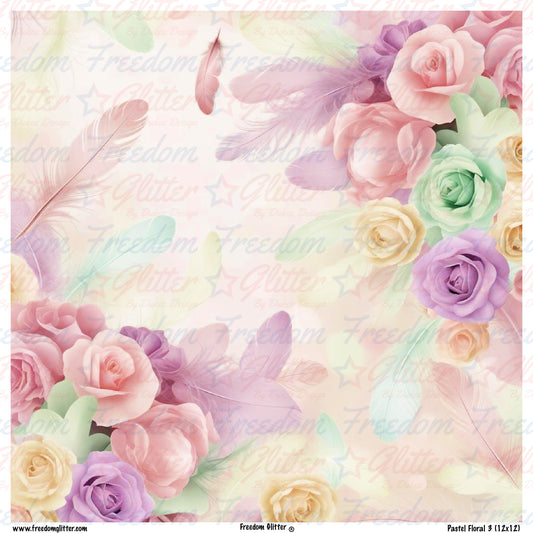 Pastel Floral & Feathers (Printed Vinyl)