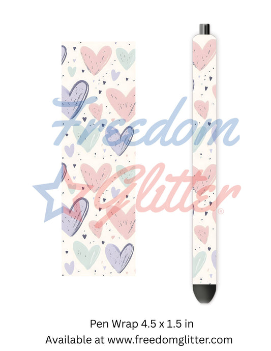 Pastel Hand-Drawn Hearts 1 (Printed Vinyl)