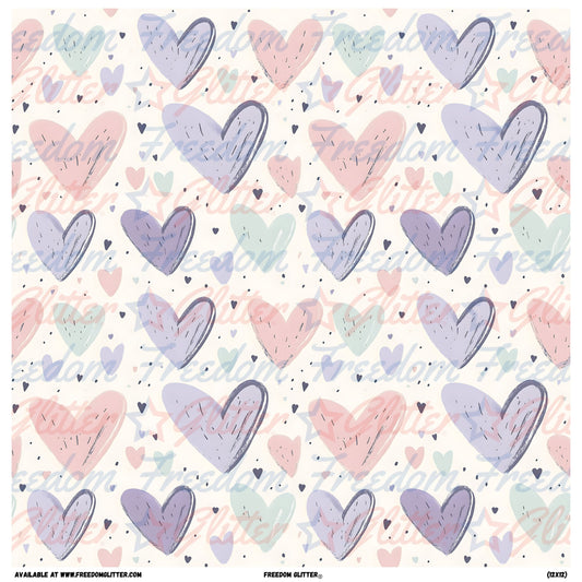 Pastel Hand-Drawn Hearts 1 (Printed Vinyl)