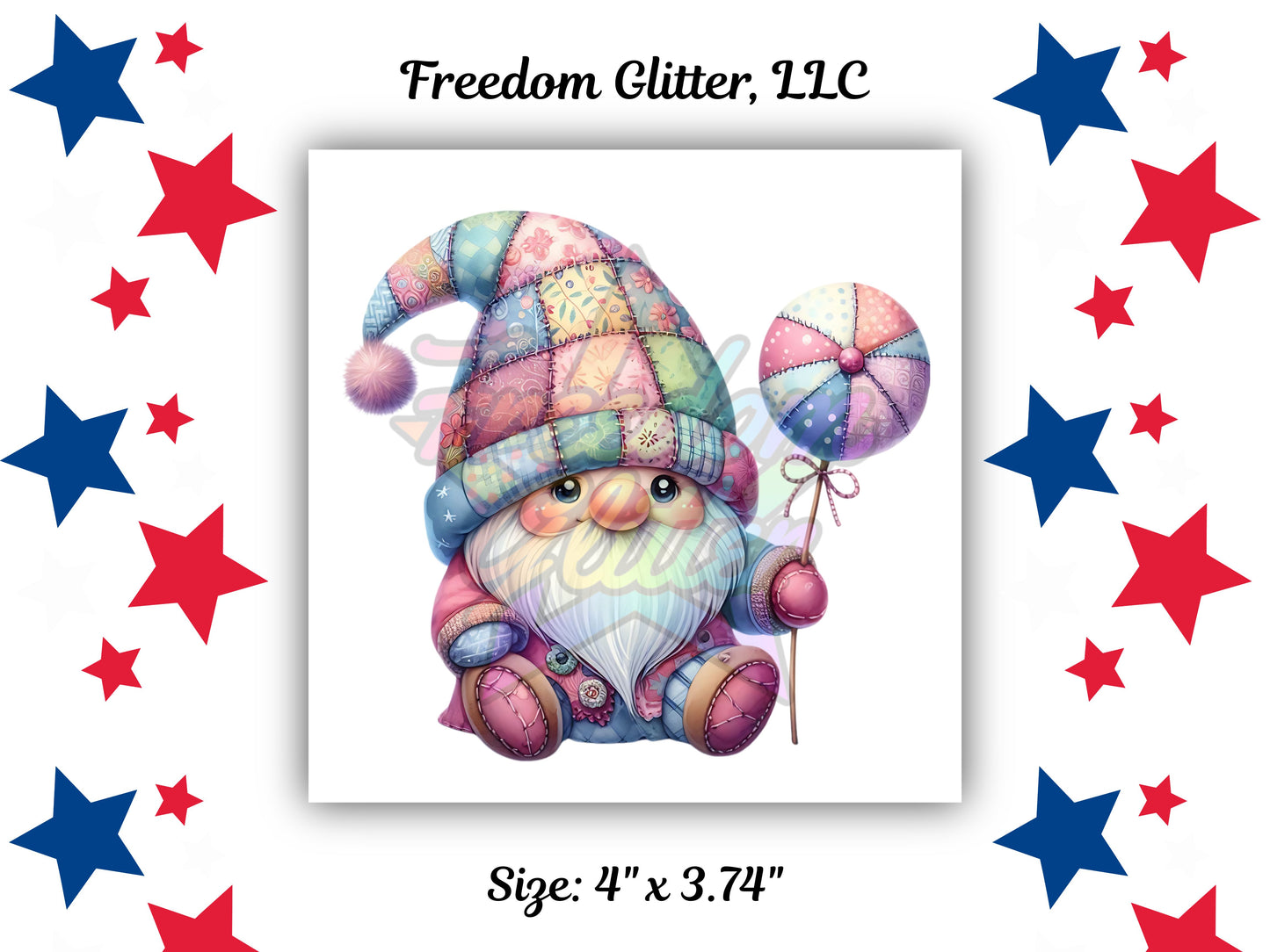 Pastel Patchwork Gnome 3 (UVDTF)