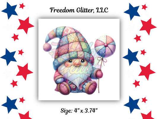 Pastel Patchwork Gnome 3 (UVDTF)