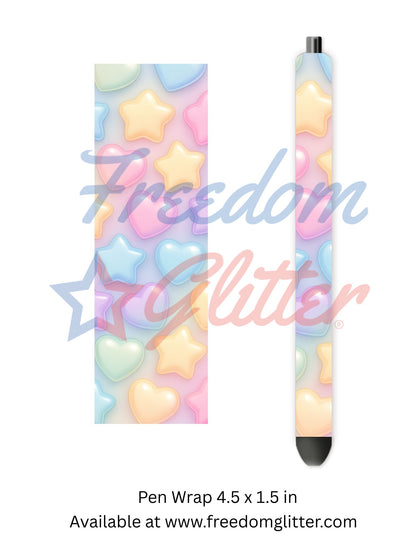 Pastel Puffy Hearts & Stars (Printed Vinyl)