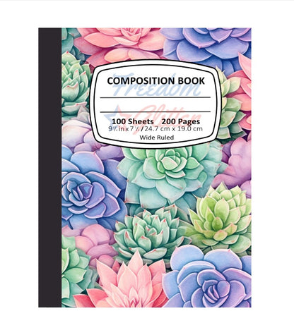 Pastel Succulents Notebook Cover