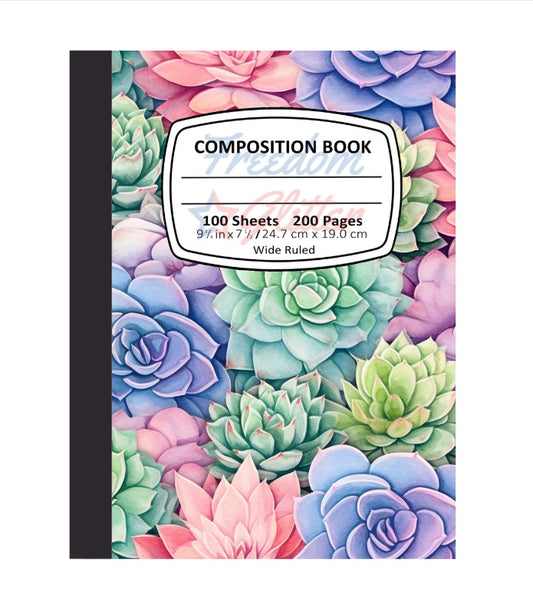 Pastel Succulents Notebook Cover