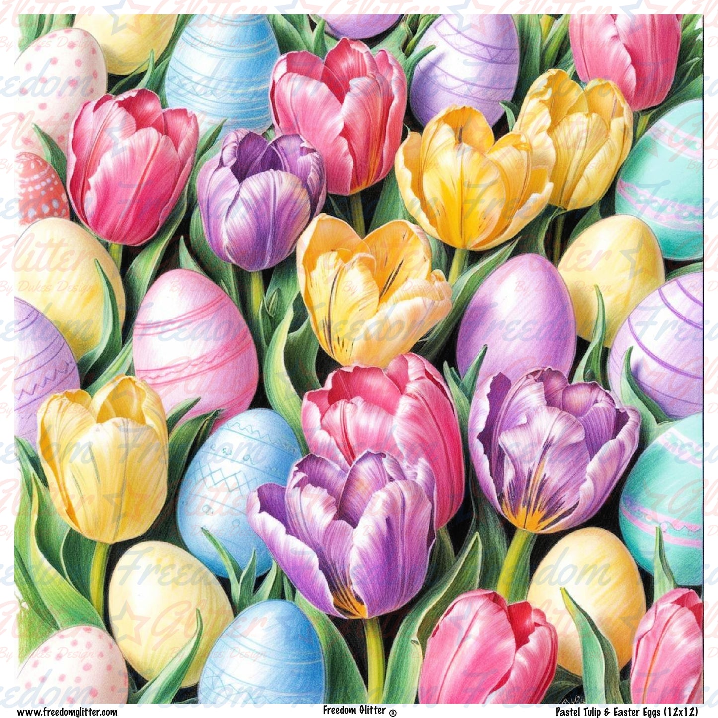 Pastel Tulip Fields & Easter Eggs (Printed Vinyl)