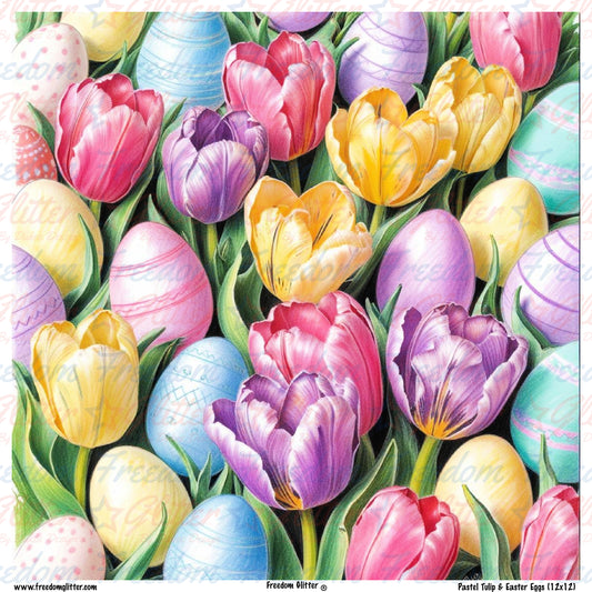 Pastel Tulip Fields & Easter Eggs (Printed Vinyl)