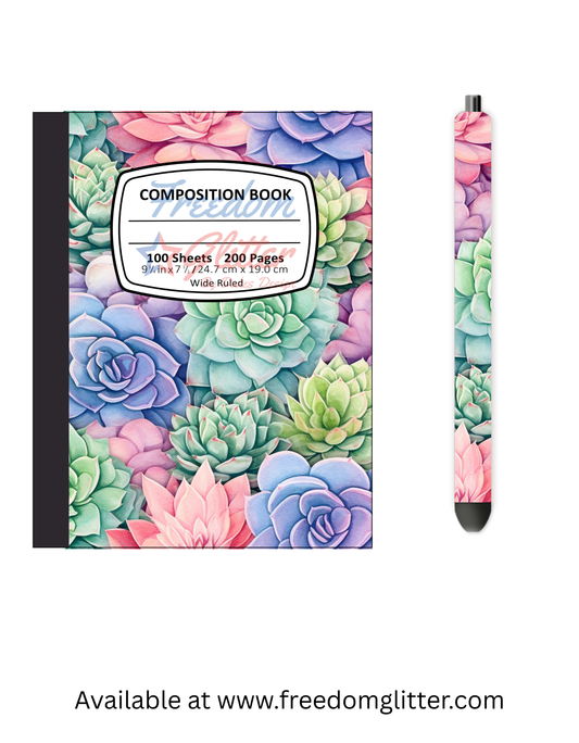 Pastel Succulents Notebook Cover