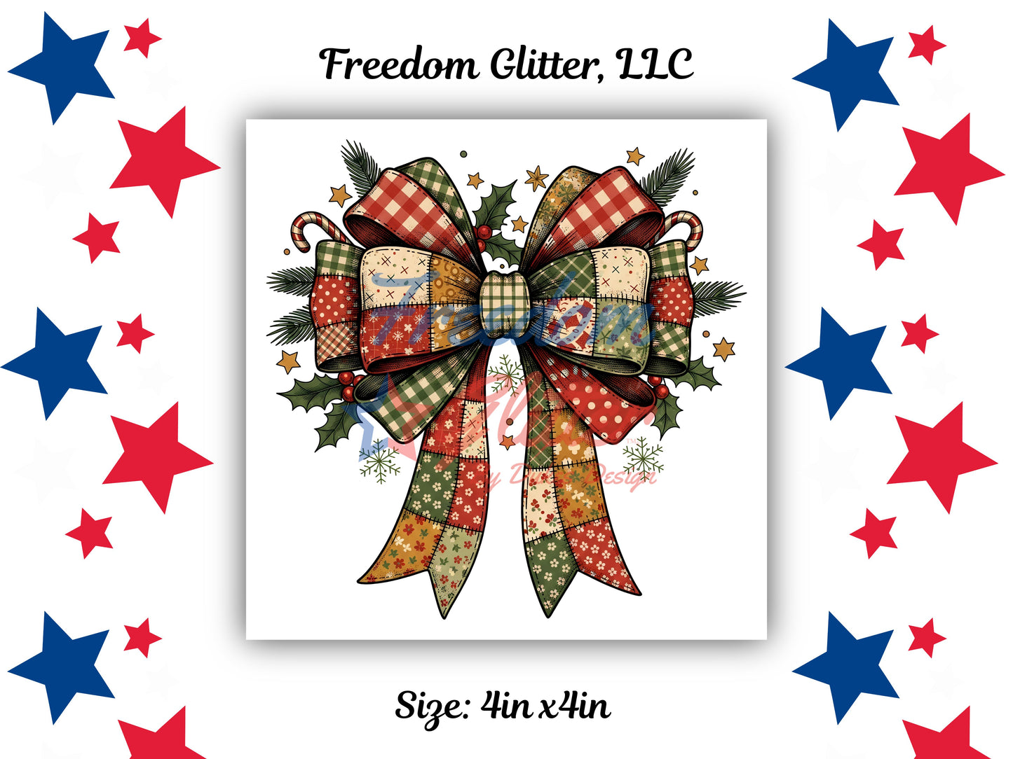 Patchwork Christmas Coquette Bow Decal (UVDTF)