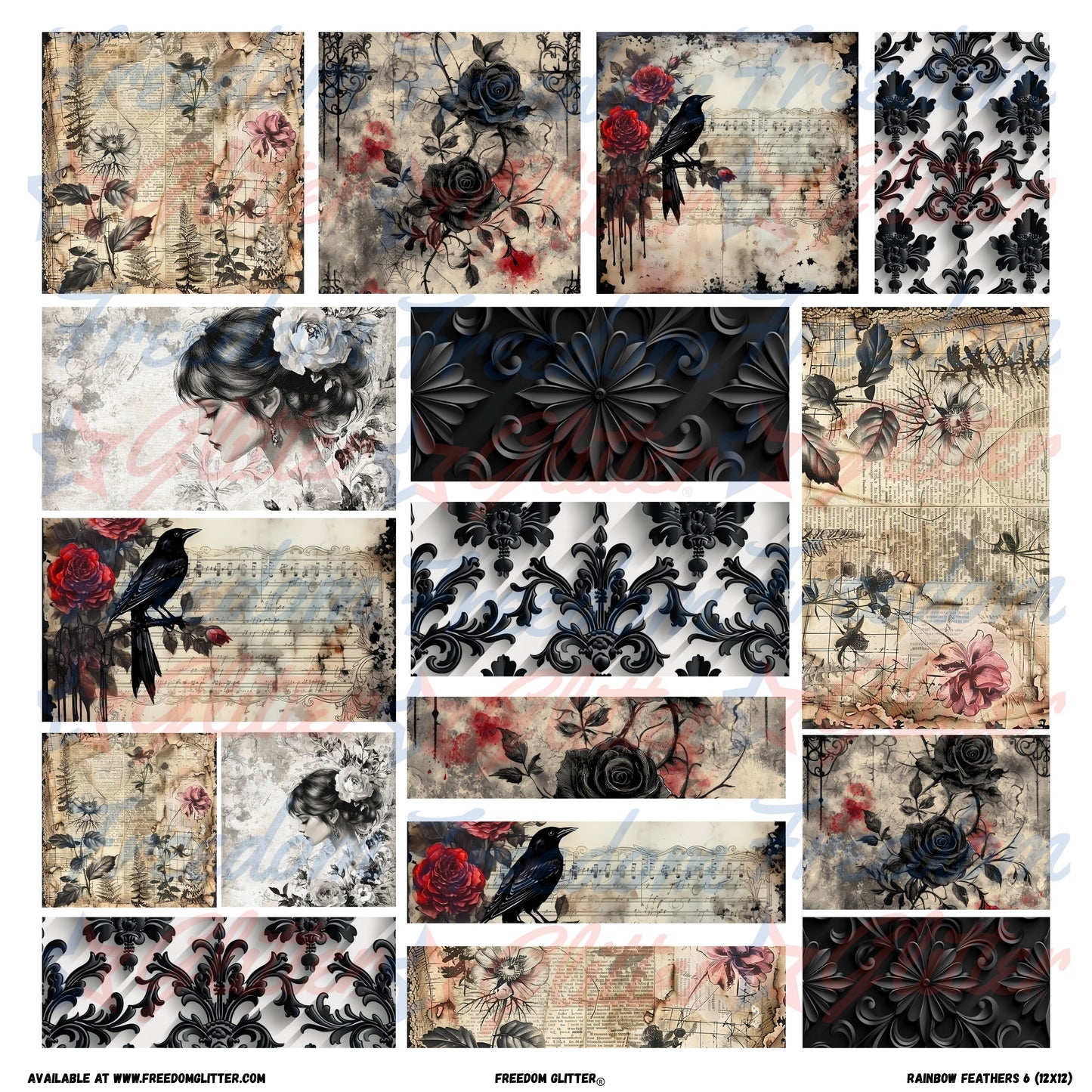 Patchwork Elements - Gothic Floral 1 (Printed Vinyl)