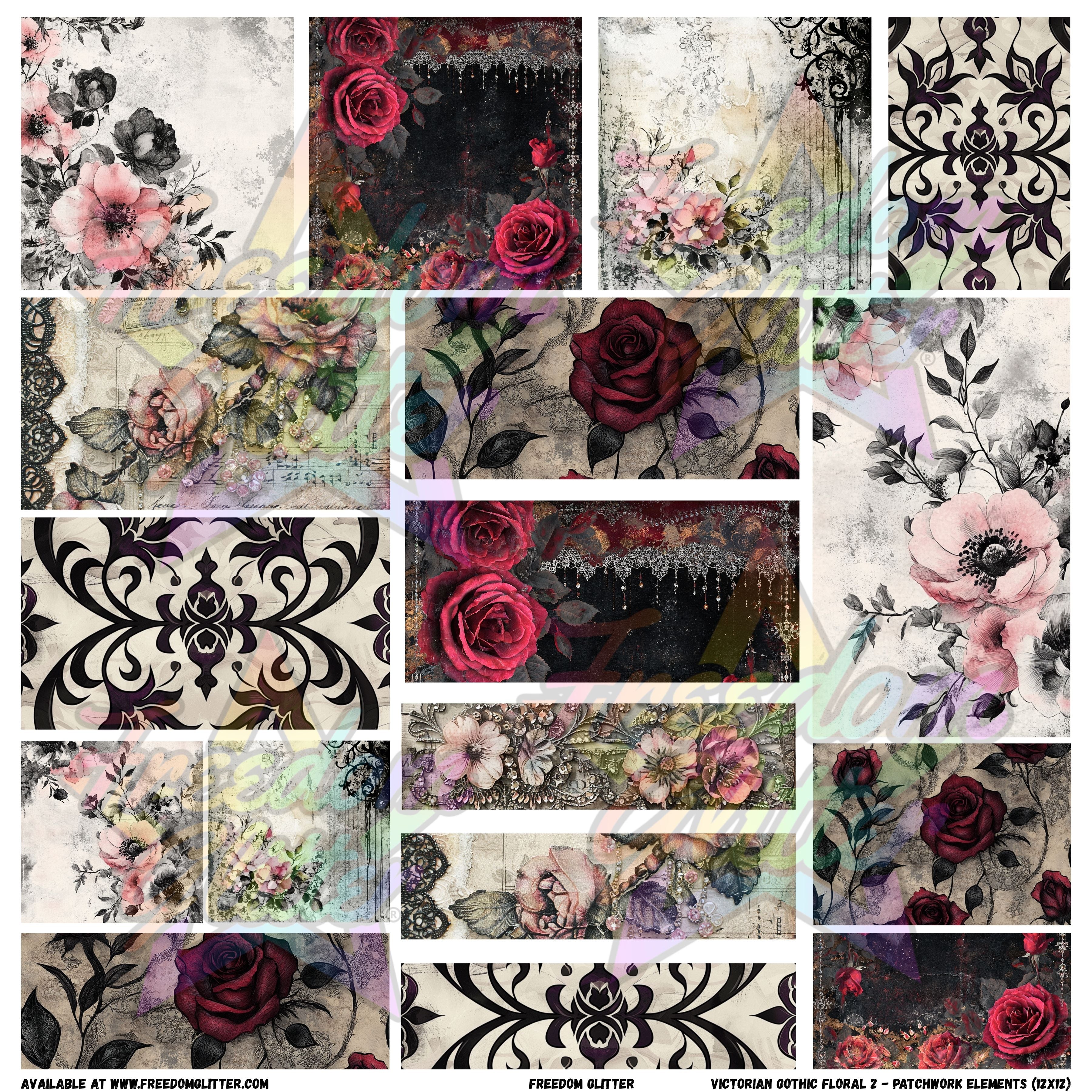 Patchwork Elements - Victorian Gothic Floral 2 (Printed Vinyl ...