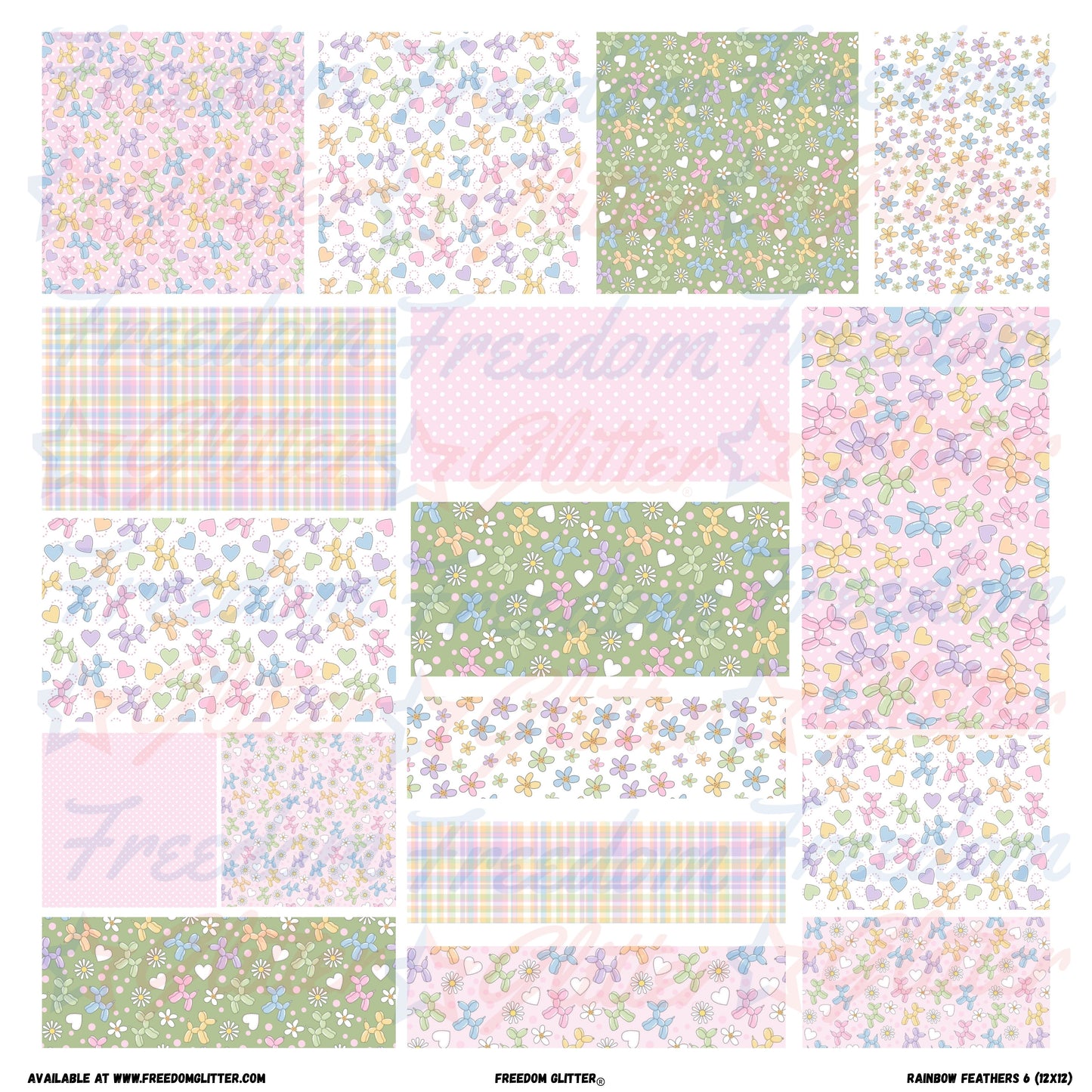 Patchwork Elements - Pastel Balloon Dogs 1 (Printed Vinyl)