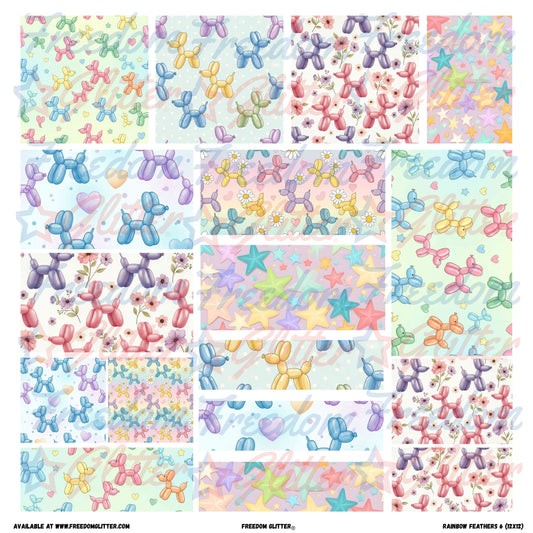 Patchwork Elements - Pastel Balloon Dogs 2 (Printed Vinyl)