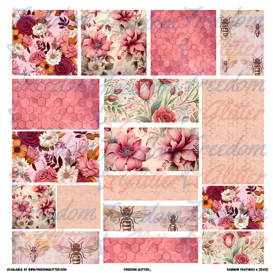 Patchwork Elements - Pink Bees (Printed Vinyl)