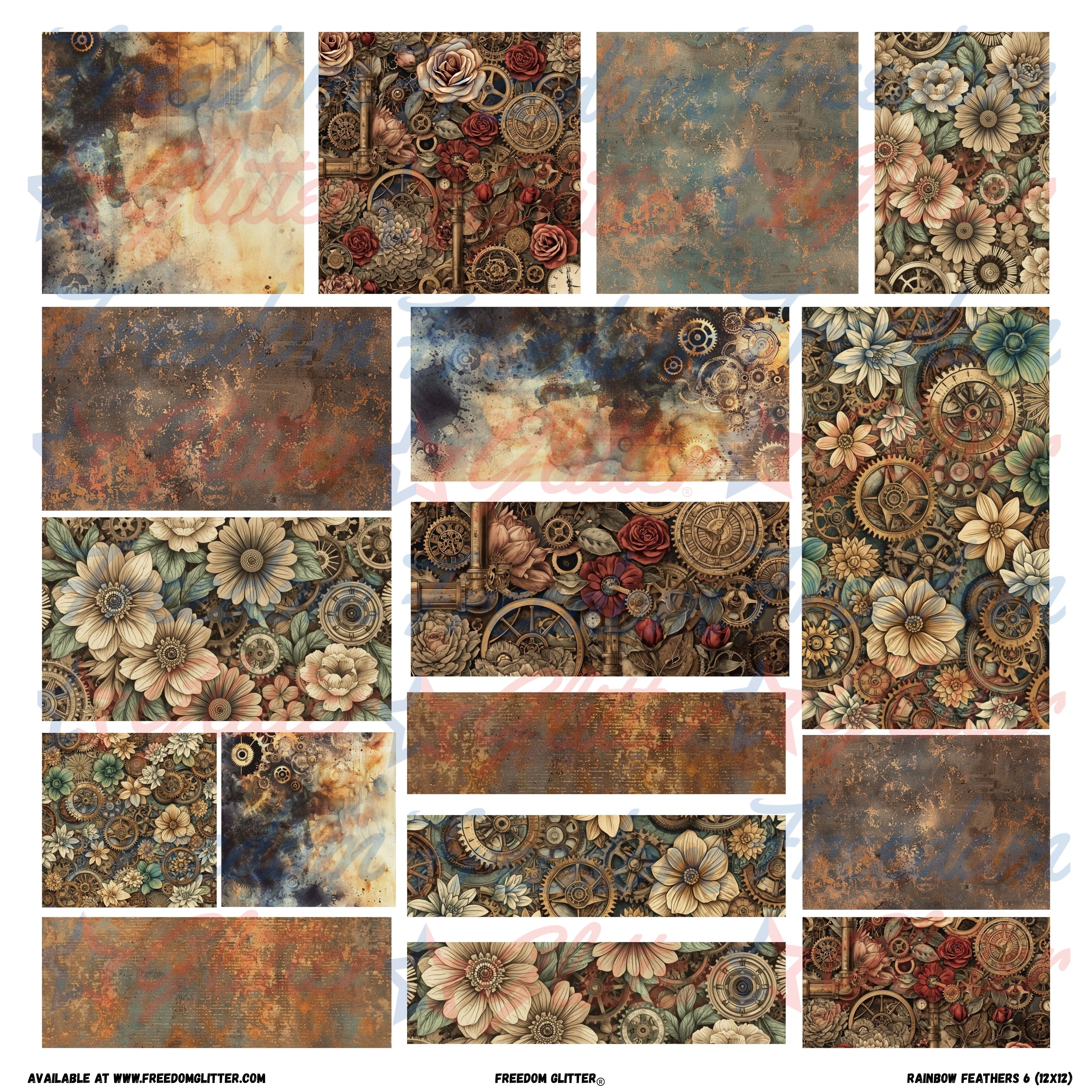 Patchwork Elements - Steampunk Floral 1 (Printed Vinyl) – Freedom Glitter