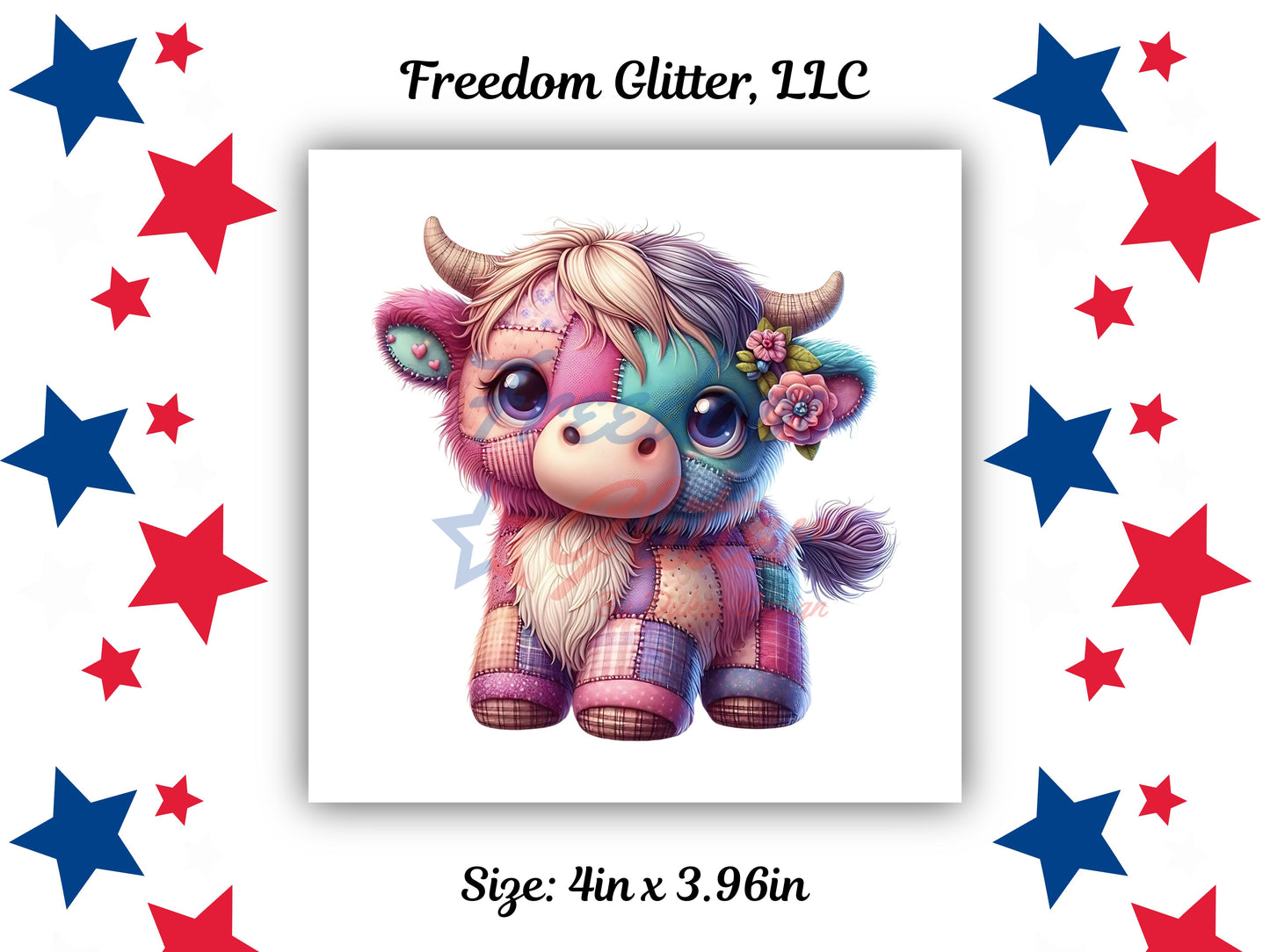 Patchwork Highland Cow 2 Decal (UVDTF)