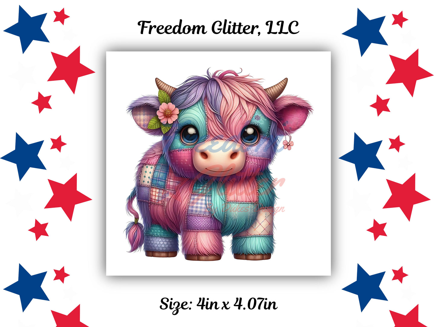 Patchwork Highland Cow 3 Decal (UVDTF)