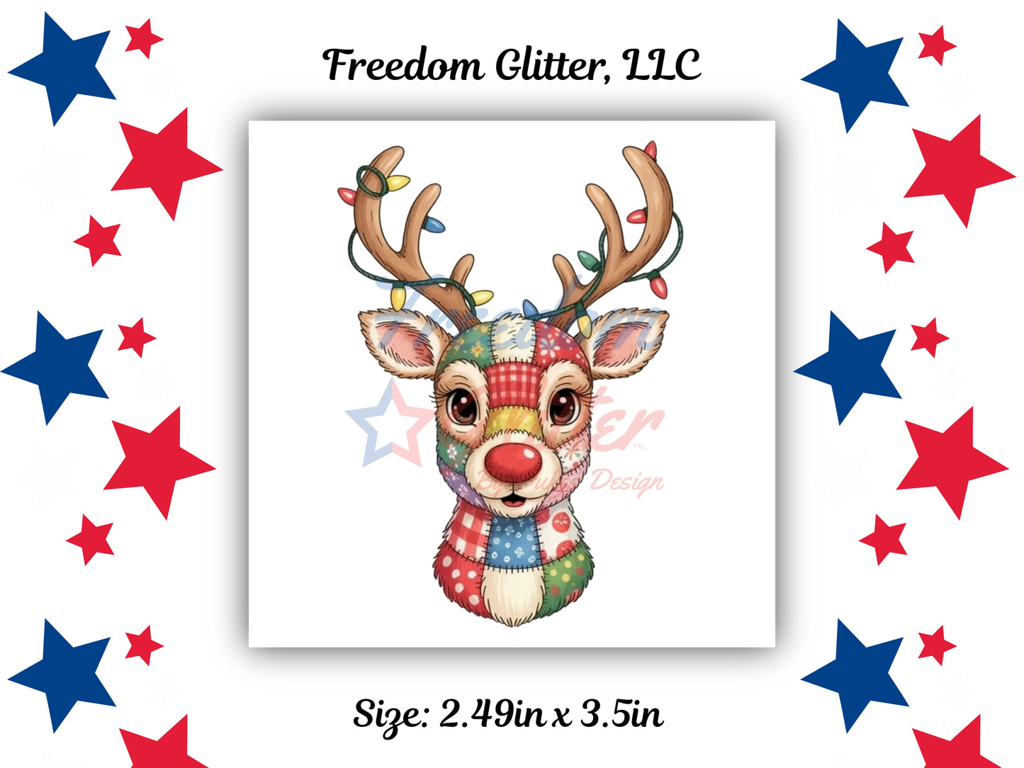 Patchwork Reindeer Decal (UVDTF)